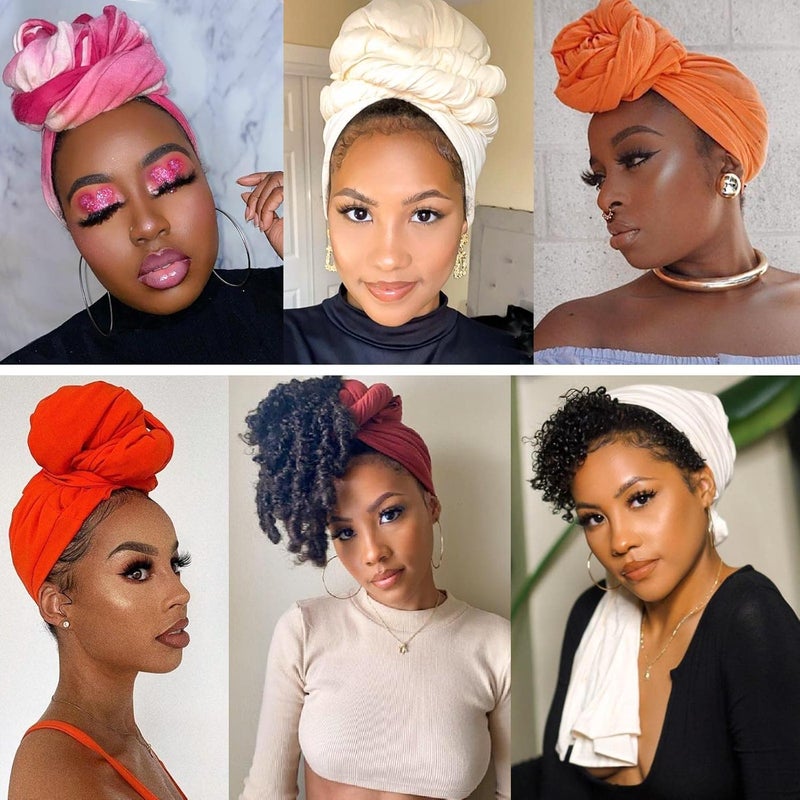PWEOUKE Head Wraps for Black Women African Head Wrap Lightweight for Women Long Plain Turban Hair Scarf Scarves - Image 2
